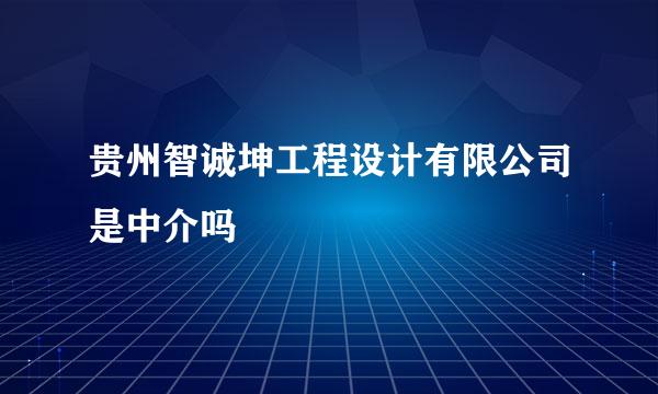 贵州智诚坤工程设计有限公司是中介吗