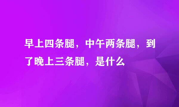 早上四条腿，中午两条腿，到了晚上三条腿，是什么