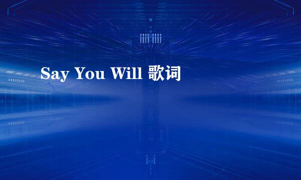 Say You Will 歌词