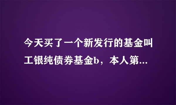 今天买了一个新发行的基金叫工银纯债券基金b，本人第一次买基金，那个大堂经理极利推荐这个基金我就买了