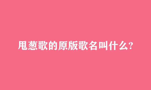 甩葱歌的原版歌名叫什么?