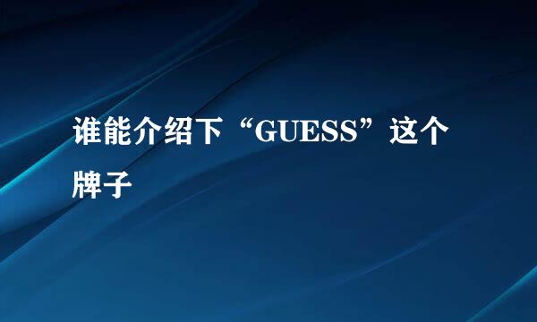 谁能介绍下“GUESS”这个牌子