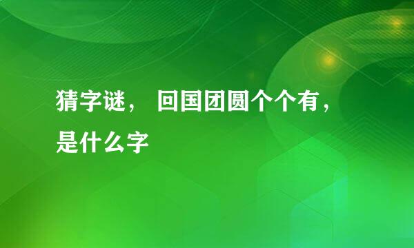 猜字谜， 回国团圆个个有，是什么字