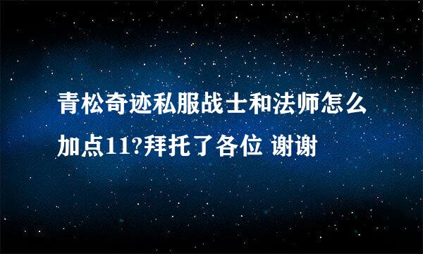 青松奇迹私服战士和法师怎么加点11?拜托了各位 谢谢