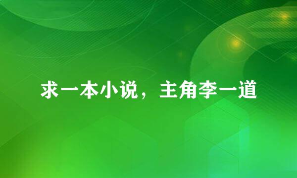 求一本小说，主角李一道