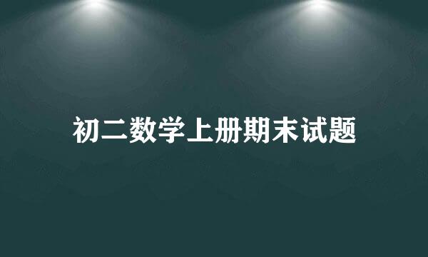 初二数学上册期末试题