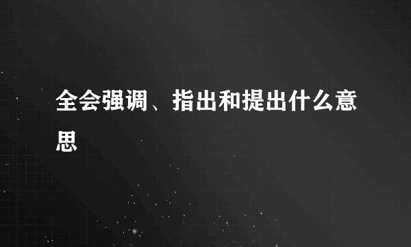 全会强调、指出和提出什么意思