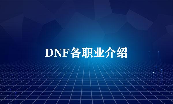 DNF各职业介绍