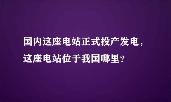 国内这座电站正式投产发电，这座电站位于我国哪里？