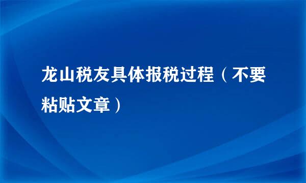 龙山税友具体报税过程（不要粘贴文章）