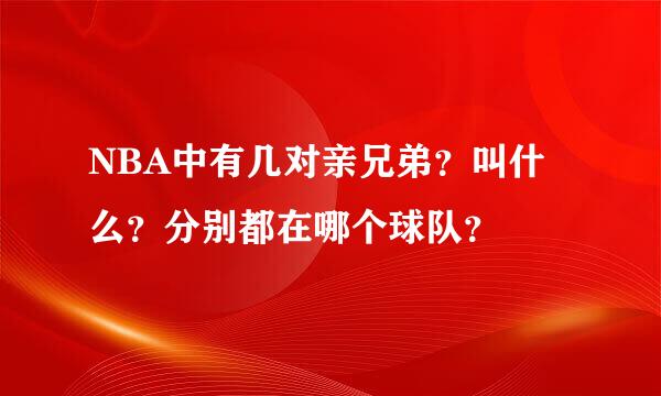 NBA中有几对亲兄弟？叫什么？分别都在哪个球队？