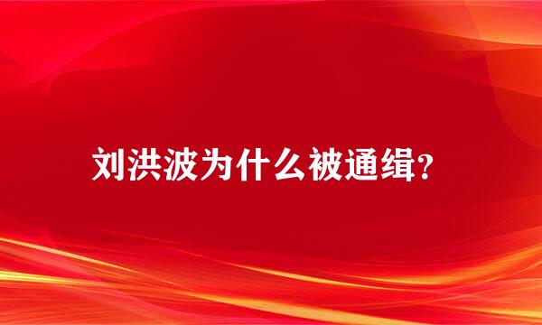 刘洪波为什么被通缉？