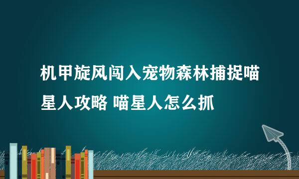 机甲旋风闯入宠物森林捕捉喵星人攻略 喵星人怎么抓