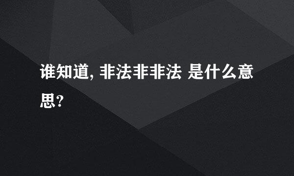 谁知道, 非法非非法 是什么意思?