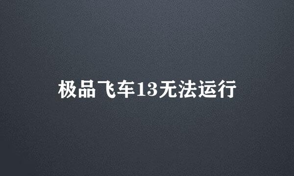 极品飞车13无法运行