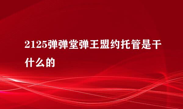 2125弹弹堂弹王盟约托管是干什么的