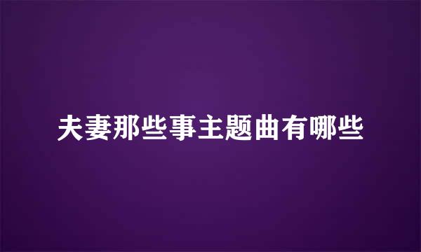 夫妻那些事主题曲有哪些