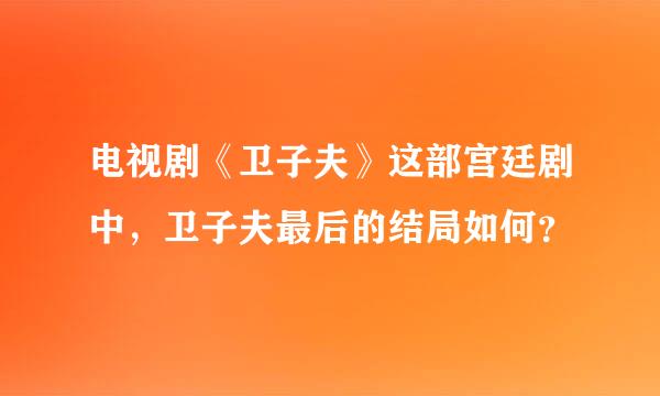 电视剧《卫子夫》这部宫廷剧中，卫子夫最后的结局如何？