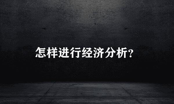 怎样进行经济分析？