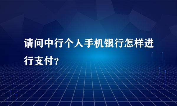 请问中行个人手机银行怎样进行支付？