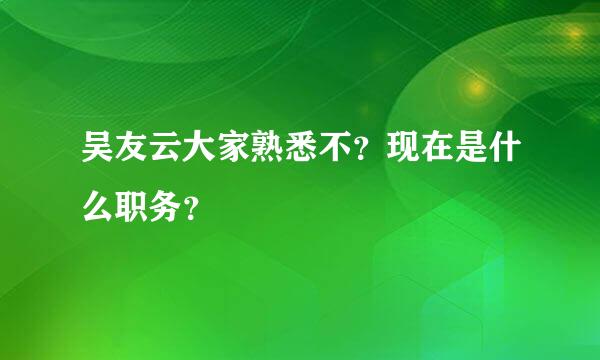 吴友云大家熟悉不？现在是什么职务？