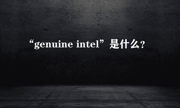 “genuine intel”是什么？
