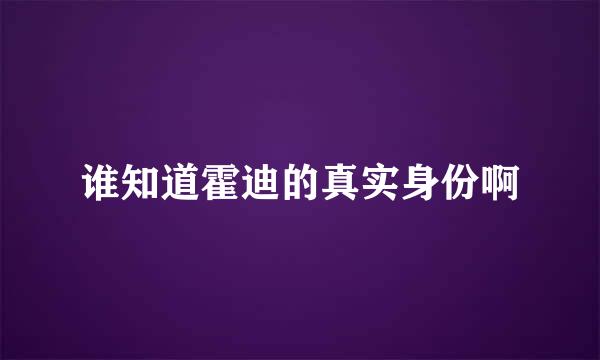 谁知道霍迪的真实身份啊