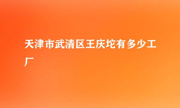 天津市武清区王庆坨有多少工厂