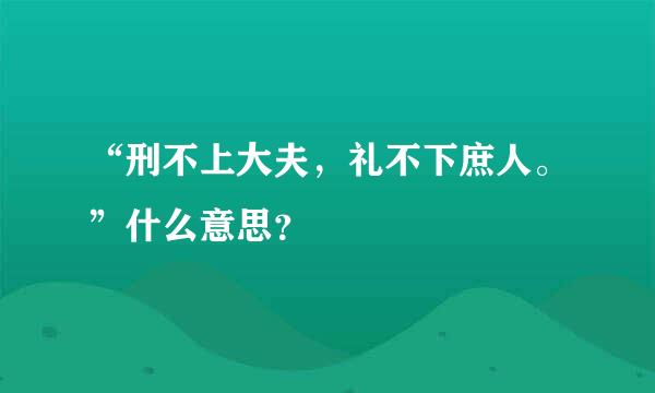 “刑不上大夫，礼不下庶人。”什么意思？