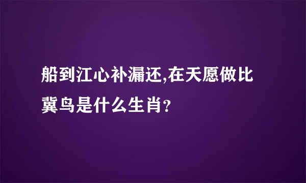 船到江心补漏还,在天愿做比冀鸟是什么生肖？