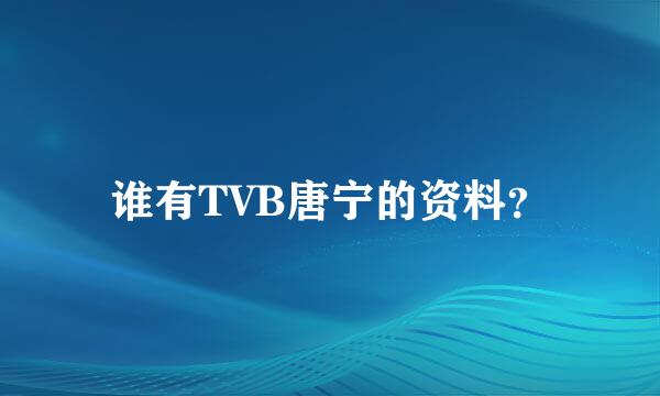 谁有TVB唐宁的资料？