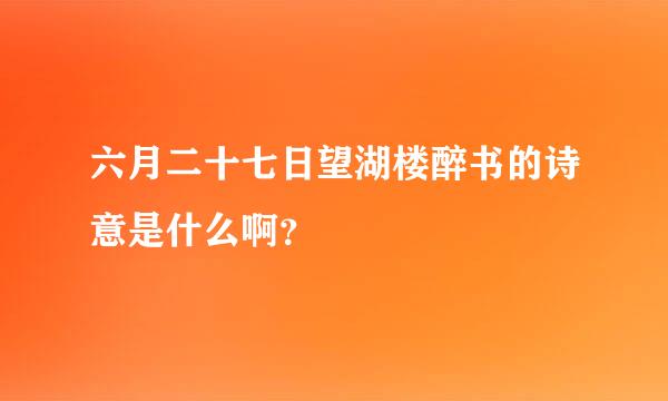 六月二十七日望湖楼醉书的诗意是什么啊？