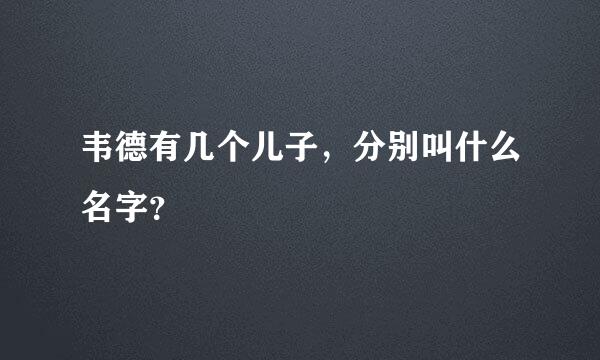 韦德有几个儿子，分别叫什么名字？