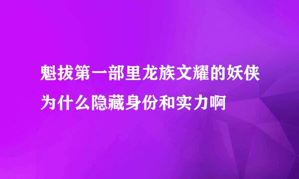 魁拔第一部里龙族文耀的妖侠为什么隐藏身份和实力啊