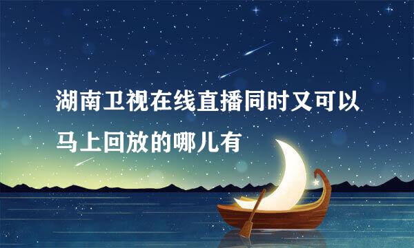 湖南卫视在线直播同时又可以马上回放的哪儿有