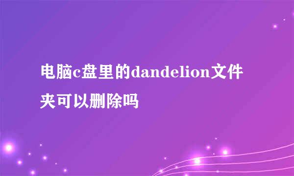 电脑c盘里的dandelion文件夹可以删除吗