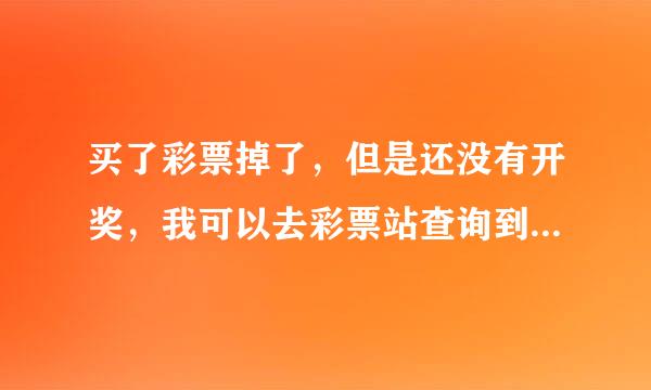 买了彩票掉了，但是还没有开奖，我可以去彩票站查询到我买的数字吗？