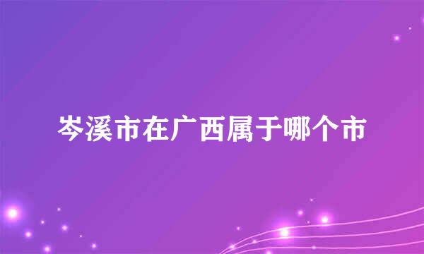 岑溪市在广西属于哪个市