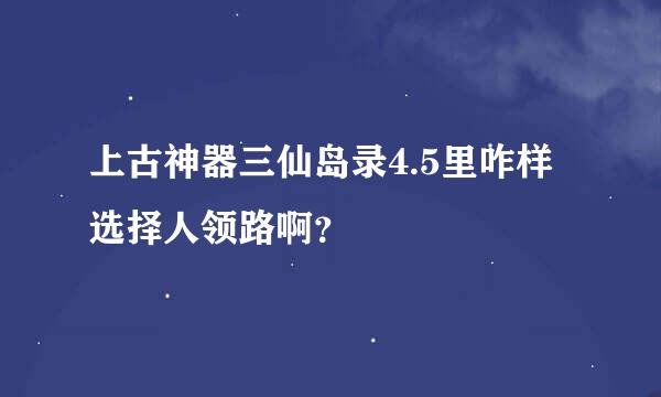 上古神器三仙岛录4.5里咋样选择人领路啊？