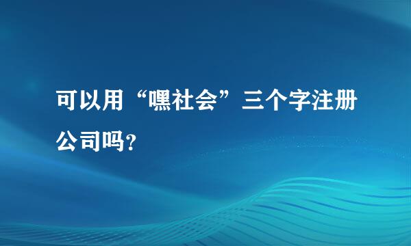 可以用“嘿社会”三个字注册公司吗？