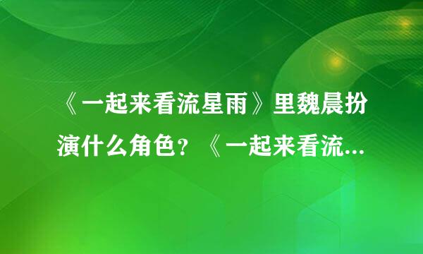 《一起来看流星雨》里魏晨扮演什么角色？《一起来看流星雨》几时首播？