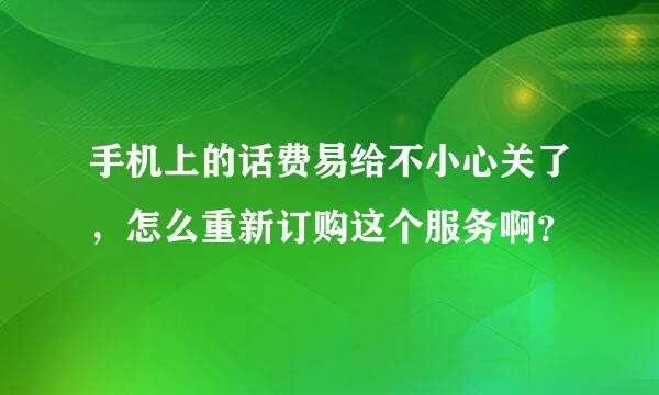 手机上的话费易给不小心关了，怎么重新订购这个服务啊？