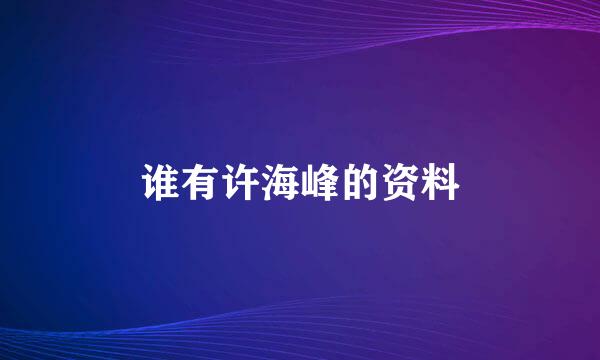 谁有许海峰的资料