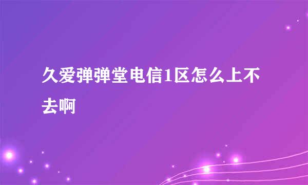 久爱弹弹堂电信1区怎么上不去啊