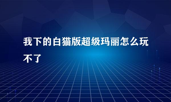 我下的白猫版超级玛丽怎么玩不了