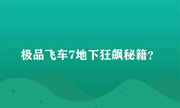 极品飞车7地下狂飙秘籍？