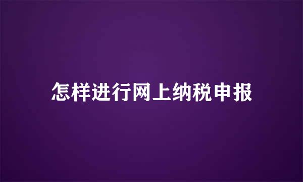 怎样进行网上纳税申报