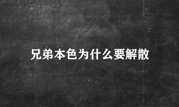 兄弟本色为什么要解散