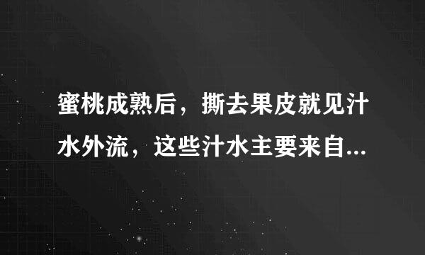 蜜桃成熟后，撕去果皮就见汁水外流，这些汁水主要来自细胞结构的（　　）    A．细胞壁  B．细胞质  C．