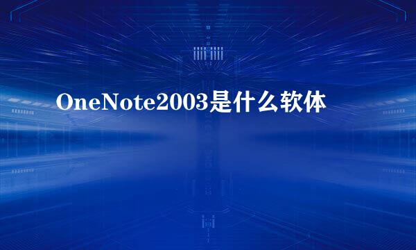 OneNote2003是什么软体